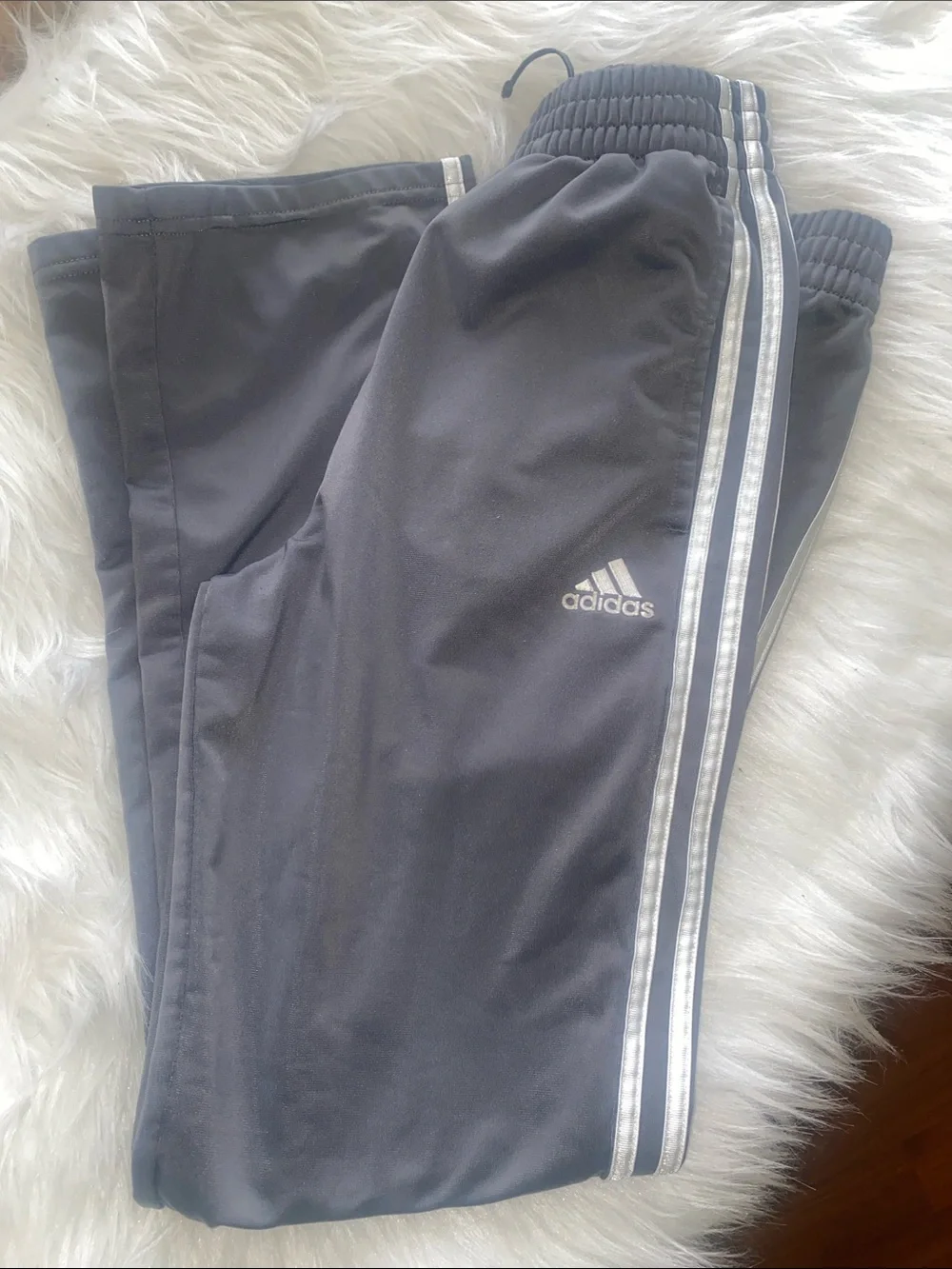 adidas Kids Charcoal Joggers with White Side Stripes